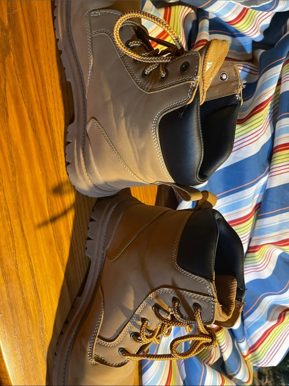 Kids Tan Lace-Up Outdoor Boots - Comfortable All-Weather Style